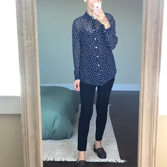 SOLD on eBay✨You’re A Star ⭐️ Navy Blue Sheer Silk Star Blouse - Picture 12 of 16